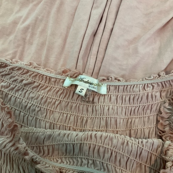 Andree by Unit Smocked Midi Dress Size Small Coral Pink - Picture 6 of 11